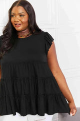 Zenana Full Size Kissing in Kansas City Tiered Top Blouses - Tophatter Daily Deals