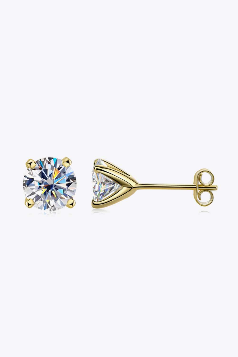 925 Sterling Silver 1 Carat Moissanite 4-Prong Stud Earrings Gold One Size Moissanite - Tophatter Daily Deals