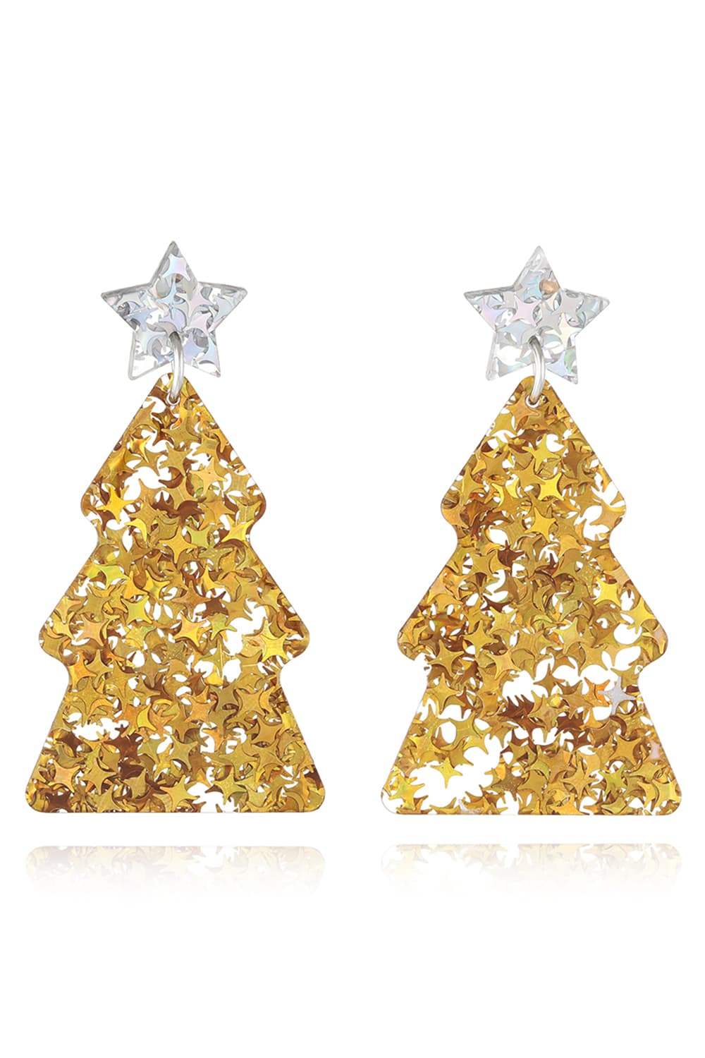 Christmas Tree Acrylic Earrings Gold Style A One Size Earrings - Tophatter Daily Deals