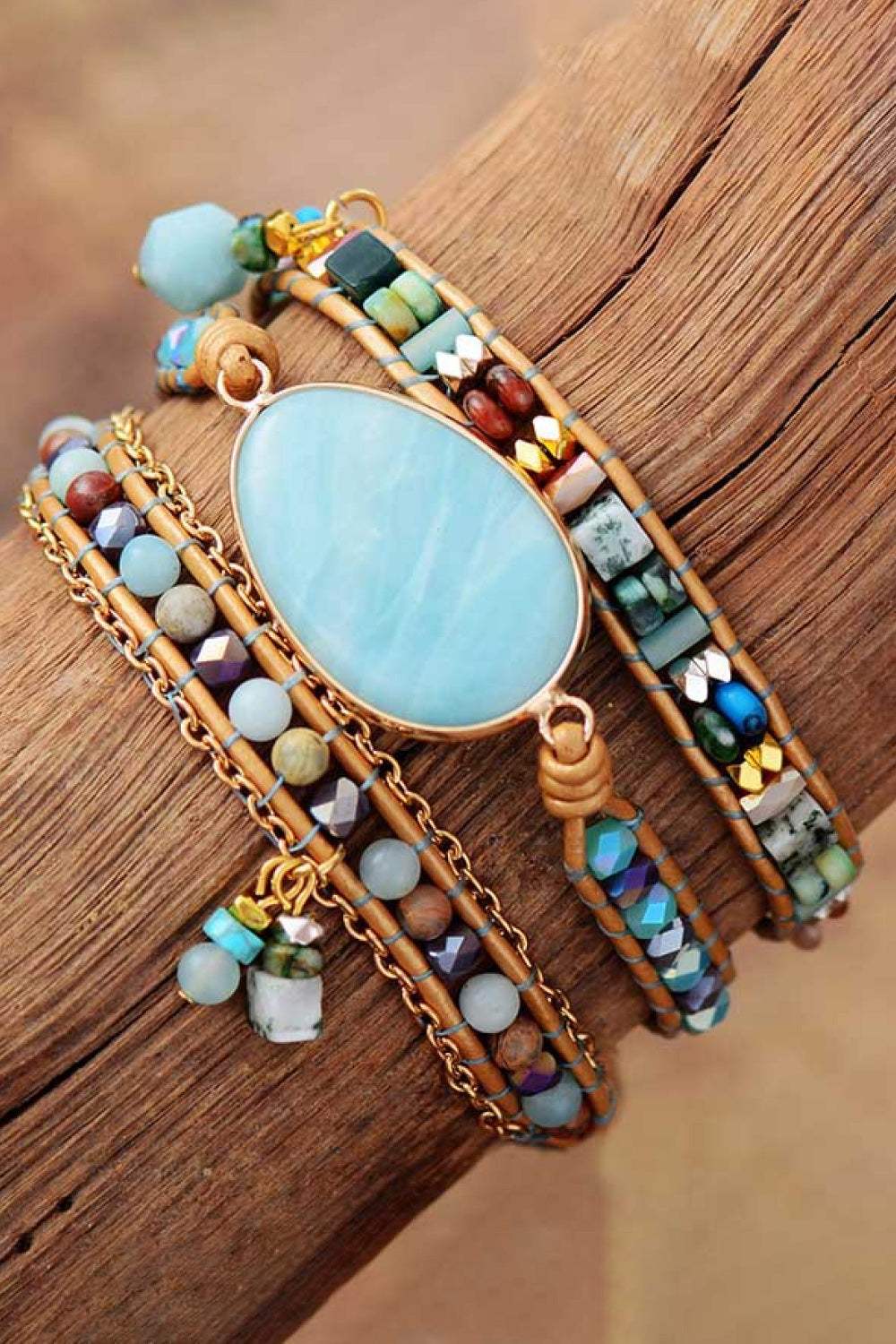 Handmade Natural Stone Beaded Triple Layer Bracelet Bracelets - Tophatter Daily Deals