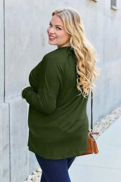 Basic Bae Full Size Round Neck Dropped Shoulder T-Shirt Women's T-Shirts - Tophatter Daily Deals