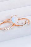 Natural Moonstone and Zircon Three-Piece Ring Set Moonstone - Tophatter Daily Deals