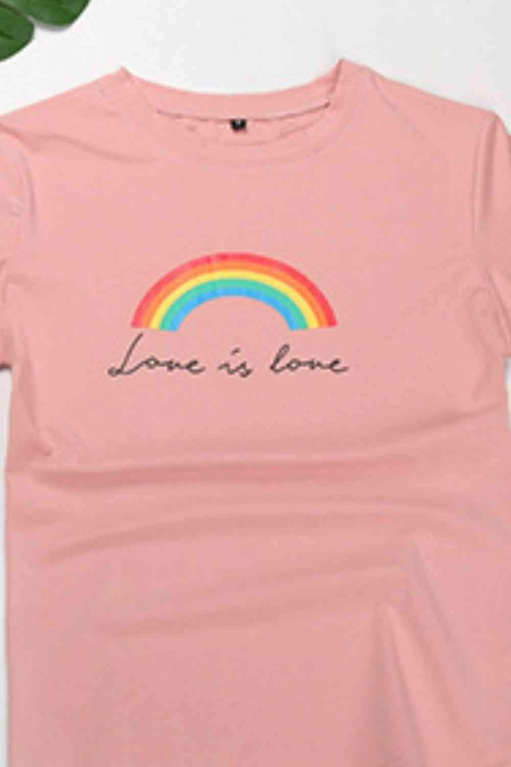 LOVE IS LOVE Rainbow Graphic Tee Shirt Women's T-Shirts - Tophatter Daily Deals