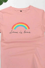 LOVE IS LOVE Rainbow Graphic Tee Shirt Women's T-Shirts - Tophatter Daily Deals