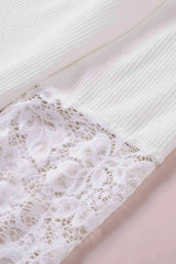 Plus Size Spliced Lace Ribbed Henley Top Women's T-Shirts - Tophatter Daily Deals