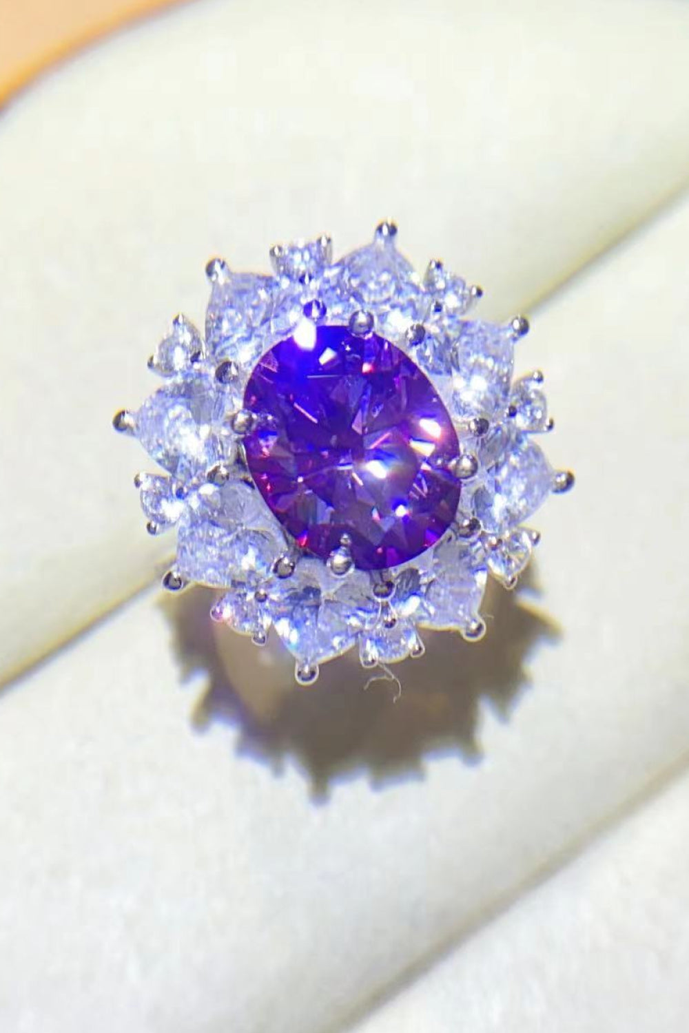 3 Carat Moissanite Platinum-Plated Ring Purple Moissanite - Tophatter Daily Deals