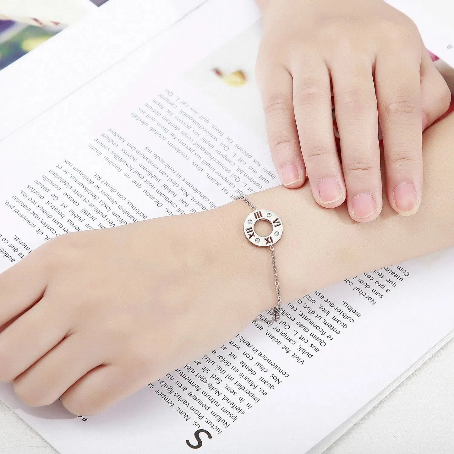 Stainless Steel Pierced Rhinestone Bracelet Bracelets - Tophatter Daily Deals