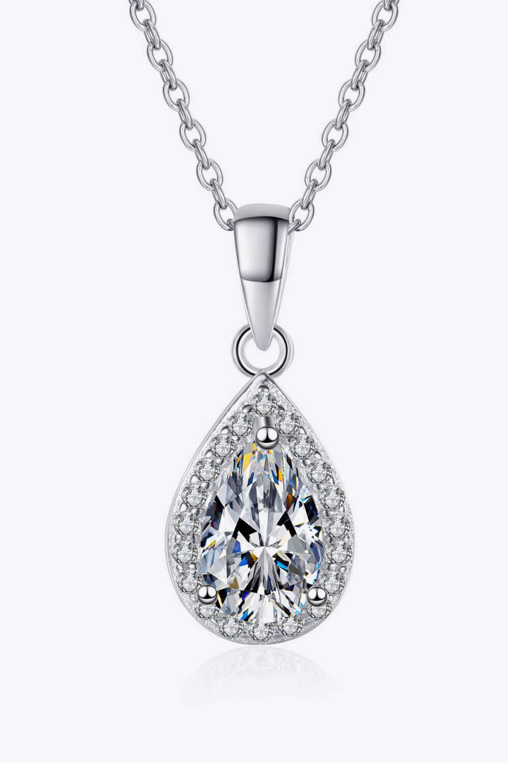 Moissanite Teardrop Pendant Necklace Moissanite - Tophatter Daily Deals