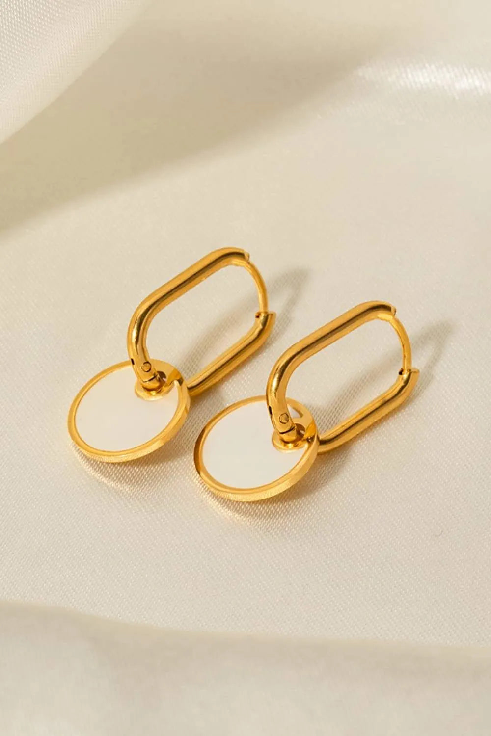 Copper White Mother-Of-Pearl Drop Earrings Earrings - Tophatter Daily Deals