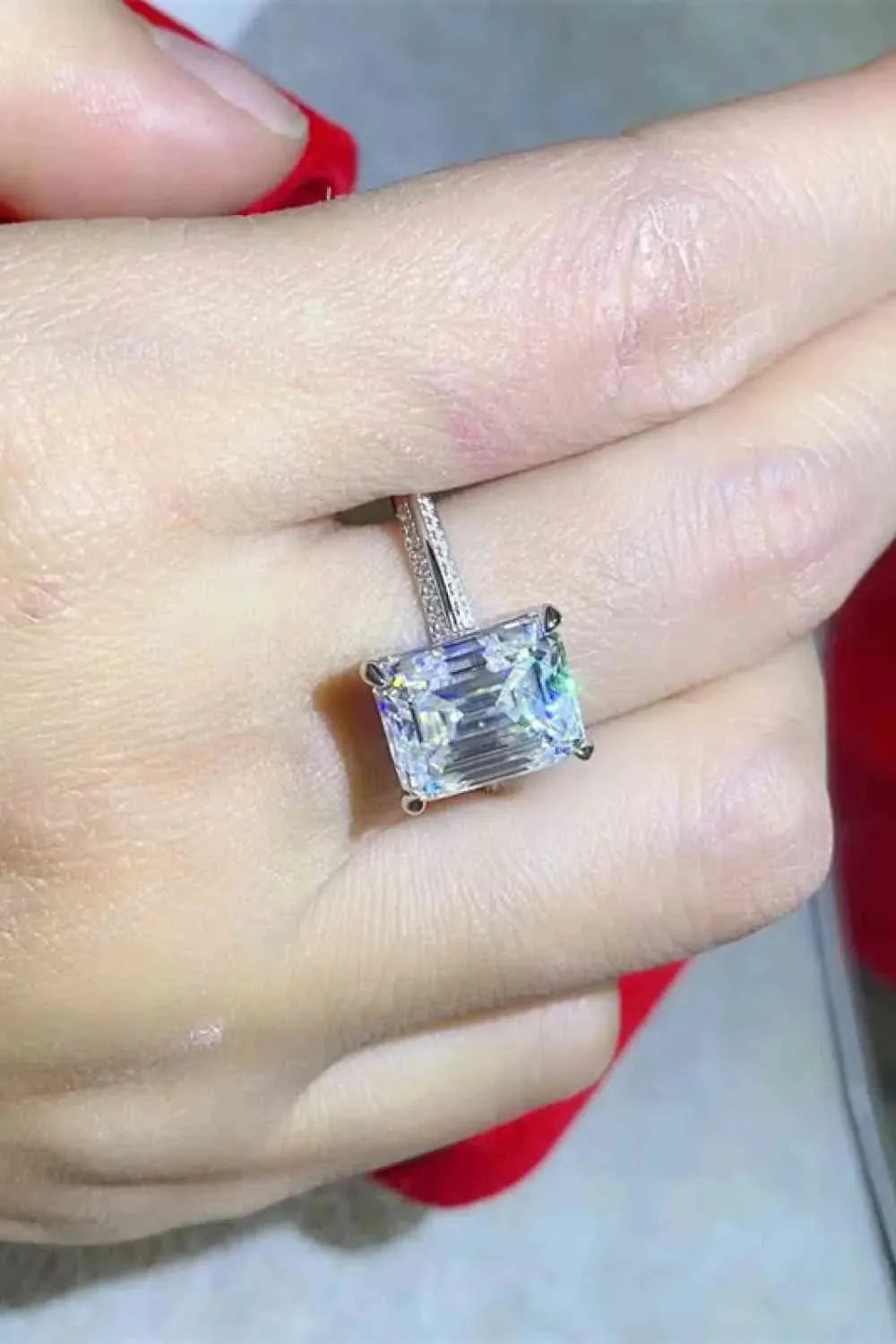 5 Carat Moissanite Platinum-Plated Ring Moissanite - Tophatter Daily Deals