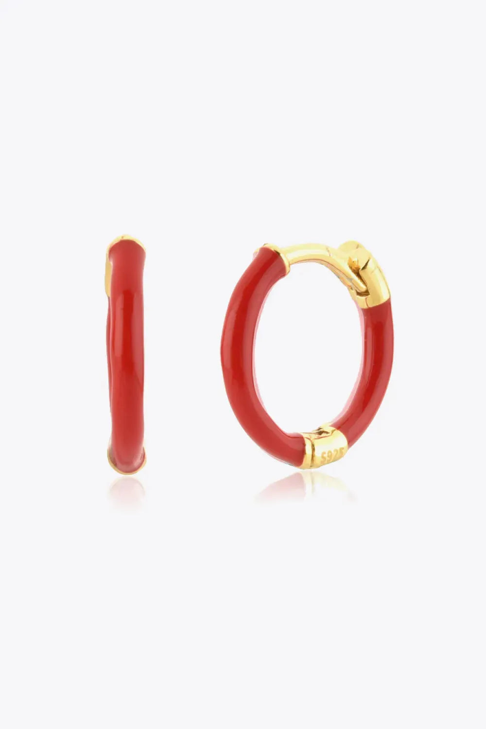 925 Sterling Silver Huggie Earrings Deep Red One Size Earrings - Tophatter Daily Deals