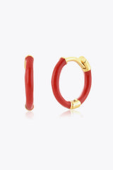 925 Sterling Silver Huggie Earrings Deep Red One Size Earrings - Tophatter Daily Deals