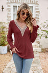 Eyelet V-Neck Smocked Flounce Sleeve Blouse Blouses - Tophatter Daily Deals