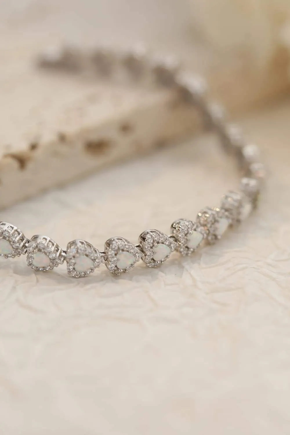 925 Sterling Silver Opal Heart Bracelet Opal - Tophatter Daily Deals