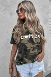 Coffee Graphic Camo Tee Women's T-Shirts - Tophatter Daily Deals