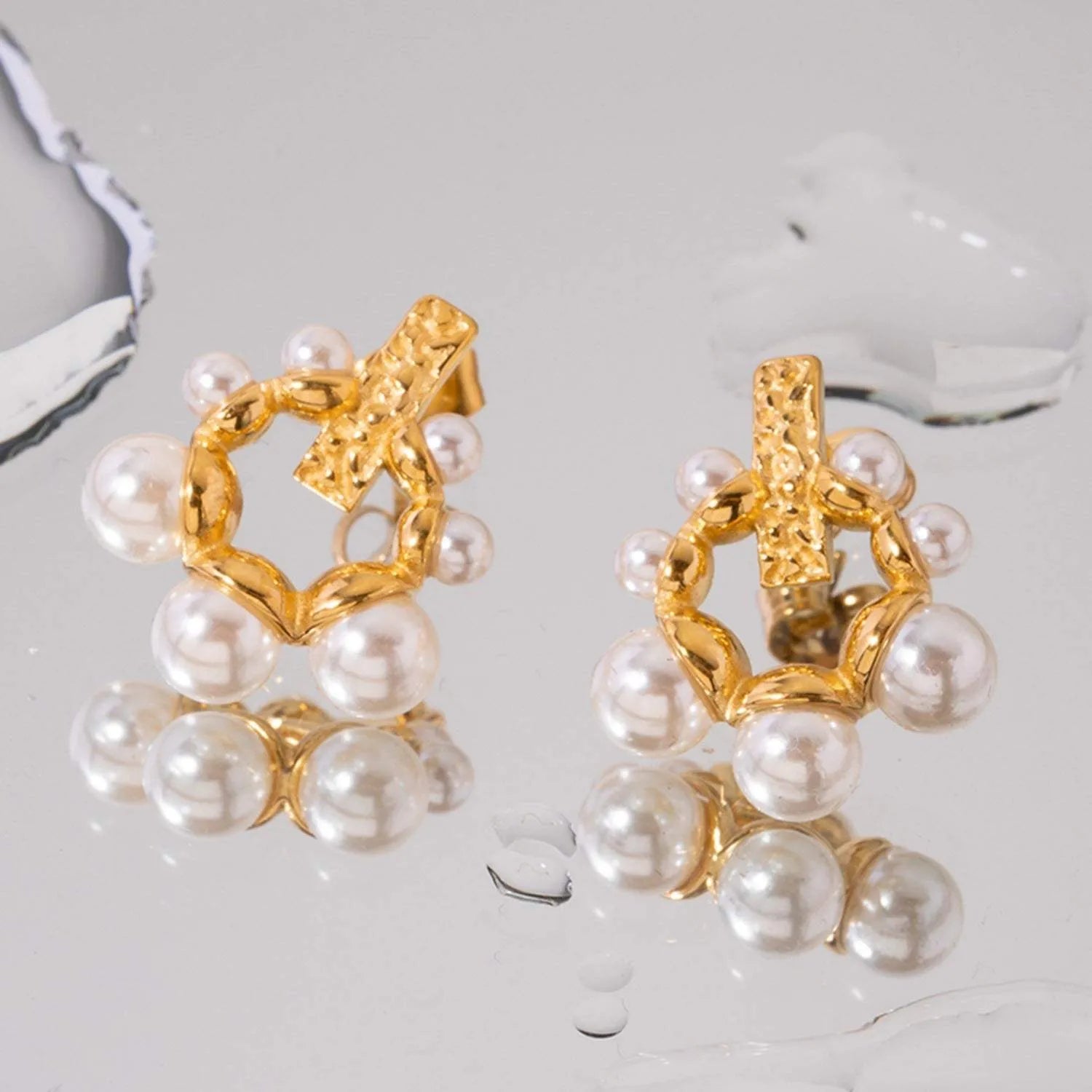 Irregular 18K Gold-Plated Pearl Earrings Earrings - Tophatter Daily Deals