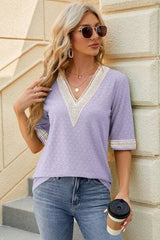 V-Neck Half Sleeve T-Shirt Women's T-Shirts - Tophatter Daily Deals