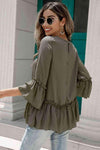 Frill Trim Round Neck Blouse Blouses - Tophatter Daily Deals