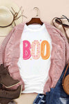 Round Neck Short Sleeve BOO Graphic T-Shirt Women's T-Shirts - Tophatter Daily Deals