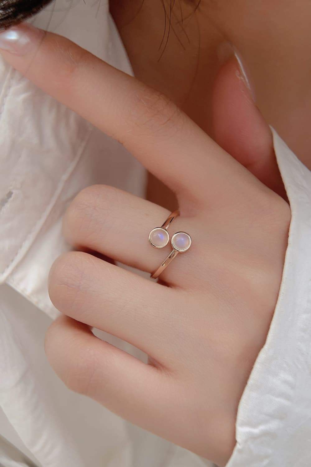 High Quality Natural Moonstone 925 Sterling Silver Toi Et Moi Ring - Tophatter Shopping Deals