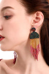 Beaded Fringe Dangle Earrings Forest One Size Earrings - Tophatter Daily Deals