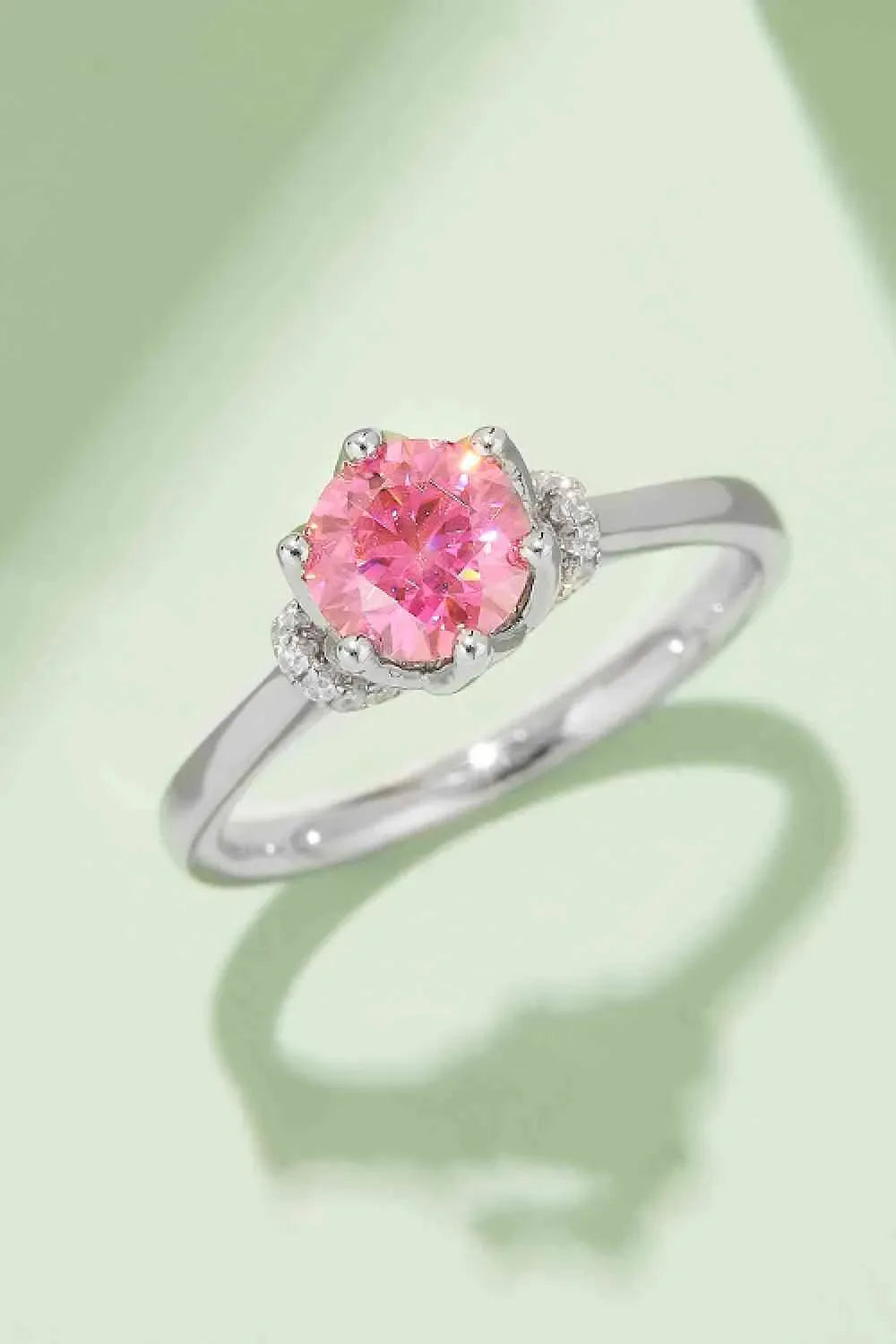 1 Carat Moissanite Contrast 925 Sterling Silver Ring Deep Rose Moissanite - Tophatter Daily Deals