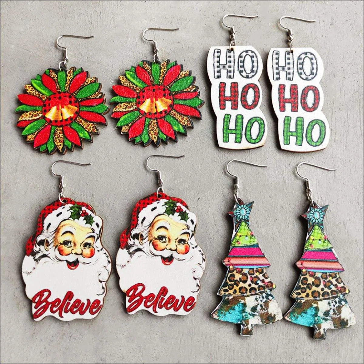 Christmas Themed Wood Dangle Earrings Earrings - Tophatter Daily Deals