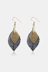 Leaf Shape Dangle Earrings Black Gold One Size Earrings - Tophatter Daily Deals