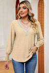 Eyelet V-Neck Flounce Sleeve T-Shirt Pastel Yellow Women's T-Shirts - Tophatter Daily Deals