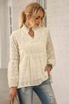 Swiss Dot Frilled Notched Neck Blouse Blouses - Tophatter Daily Deals