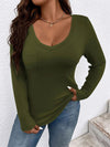 Plus Size V-Neck Long Sleeve T-Shirt Moss Women's T-Shirts - Tophatter Daily Deals