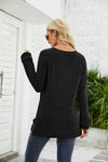 Heathered Slit Long Raglan Sleeve Top Women's T-Shirts - Tophatter Daily Deals