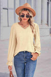 Lace Trim V-Neck Flounce Sleeve Top Blouses - Tophatter Daily Deals