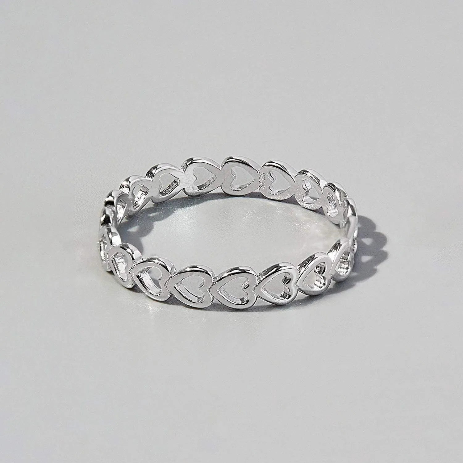 925 Sterling Silver Heart Link Ring Silver Rings - Tophatter Daily Deals