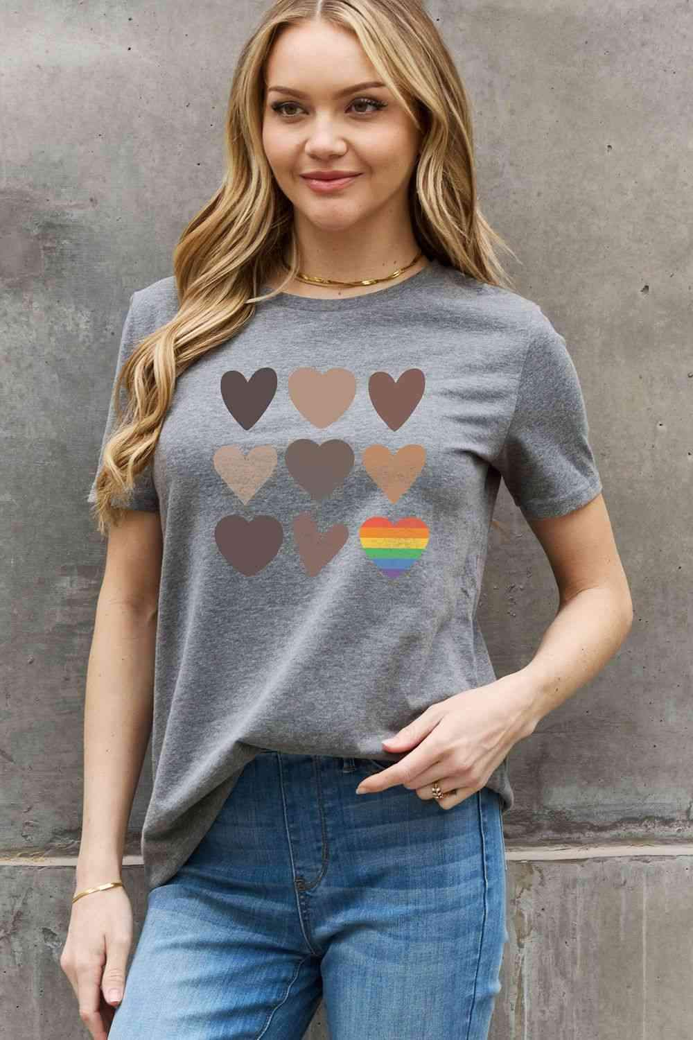 Simply Love Simply Love Full Size Heart Graphic Cotton Tee Women's T-Shirts - Tophatter Daily Deals