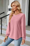 Round Neck Flounce Sleeve Blouse Blouses - Tophatter Daily Deals