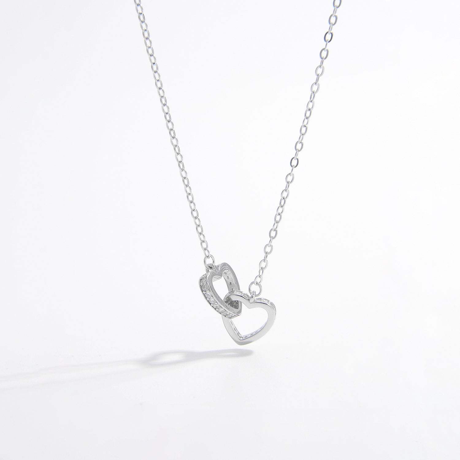 925 Sterling Silver Inlaid Zircon Heart Necklace Necklaces - Tophatter Daily Deals