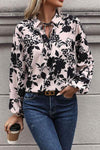 Printed Tie Neck Balloon Sleeve Blouse Blouses - Tophatter Daily Deals