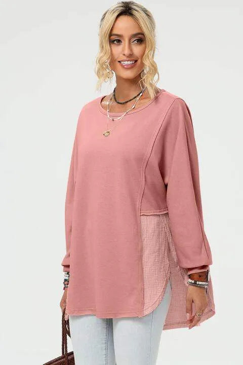 Curved Hem Dolman Sleeve Top Blouses - Tophatter Daily Deals