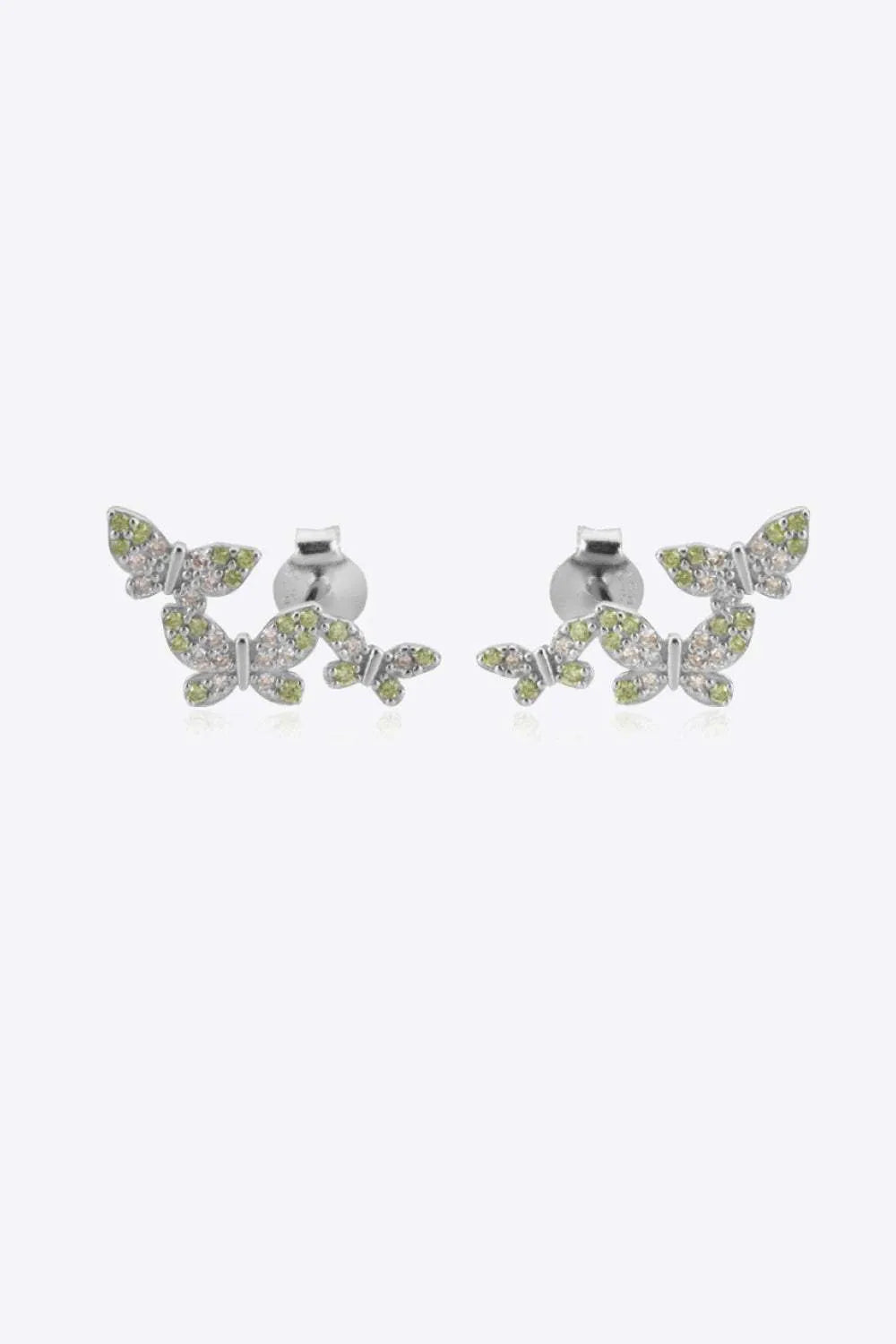 Zircon Butterfly 925 Sterling Silver Earrings Silver Lime One Size Earrings - Tophatter Daily Deals