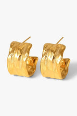 18K Gold-Plated Hammered C-Hoop Earrings Gold One Size Earrings - Tophatter Daily Deals