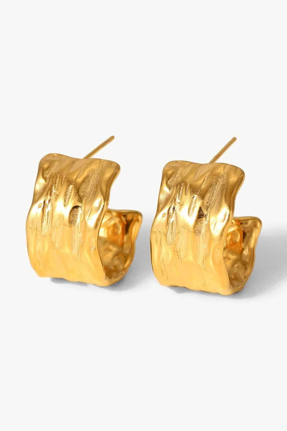 18K Gold-Plated Hammered C-Hoop Earrings Earrings - Tophatter Daily Deals
