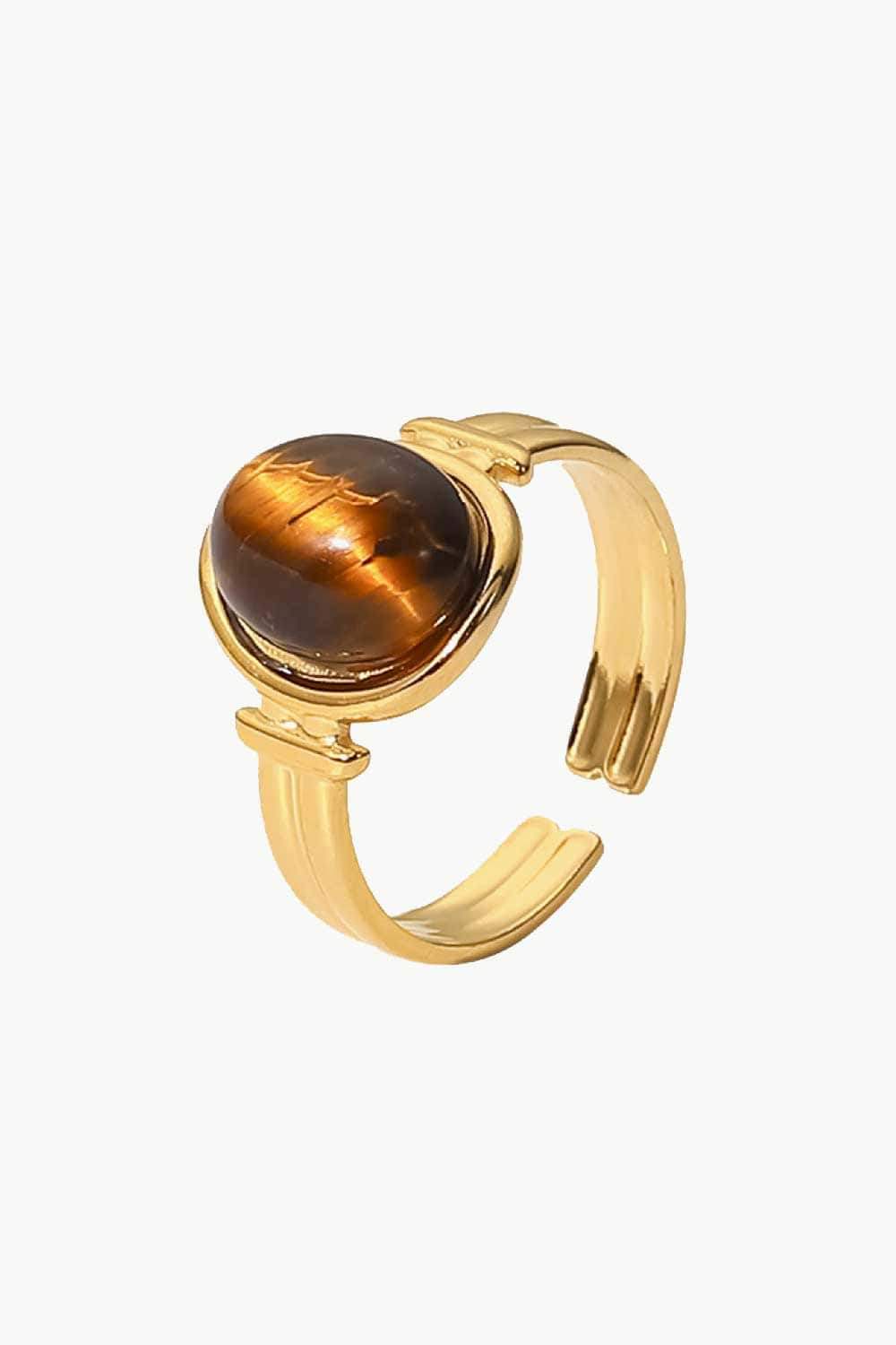 18K Gold Plated Open Ring Brown One Size Rings - Tophatter Daily Deals