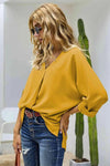 V-Neck Roll-Tab Sleeve Blouse Blouses - Tophatter Daily Deals