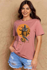 Simply Love Full Size Holloween Theme Graphic Cotton T-Shirt Women's T-Shirts - Tophatter Daily Deals