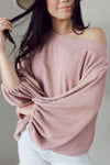 Ribbed Long Sleeve Knit Top Blouses - Tophatter Daily Deals