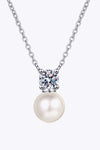 925 Sterling Silver Freshwater Pearl Moissanite Necklace Moissanite - Tophatter Daily Deals