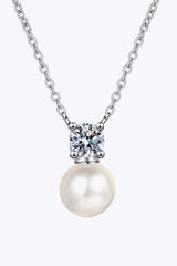 925 Sterling Silver Freshwater Pearl Moissanite Necklace Moissanite - Tophatter Daily Deals