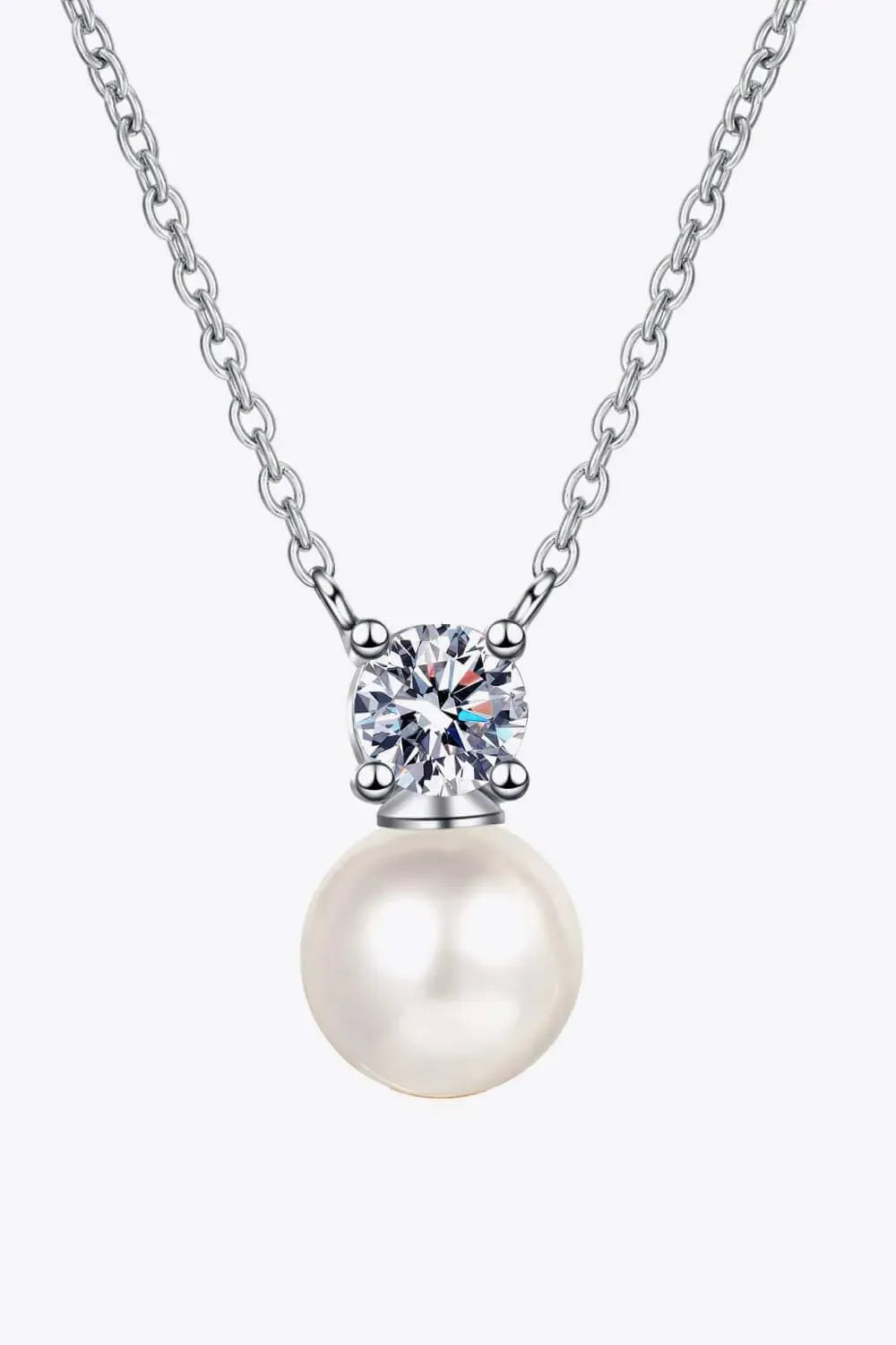 925 Sterling Silver Freshwater Pearl Moissanite Necklace Moissanite - Tophatter Daily Deals
