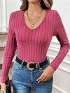 V-Neck Long Sleeve Top Women's T-Shirts - Tophatter Daily Deals